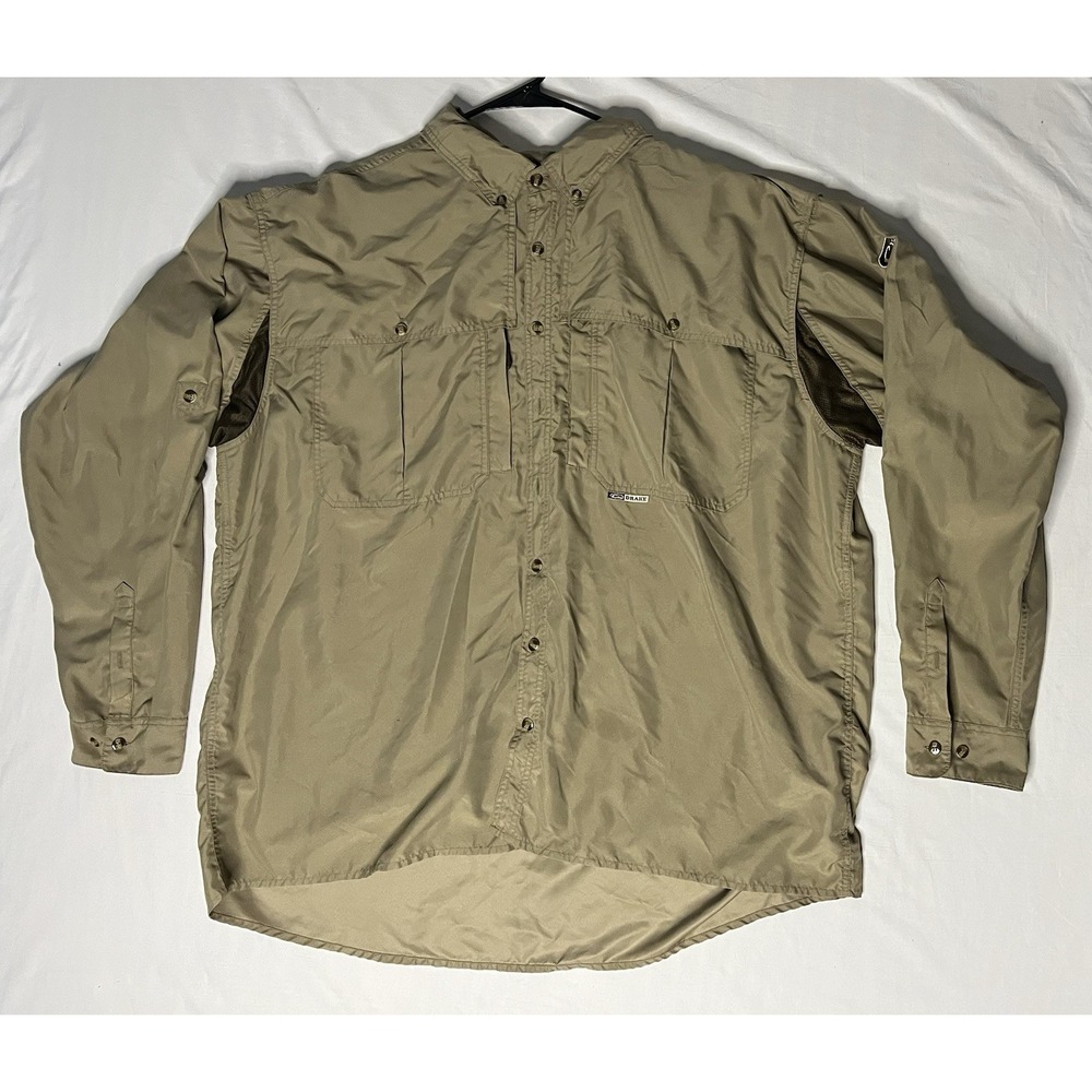 Drake Waterfowl Long Sleeve Shirt Men's Size 3X Beige Button Up Vented Outdoors
